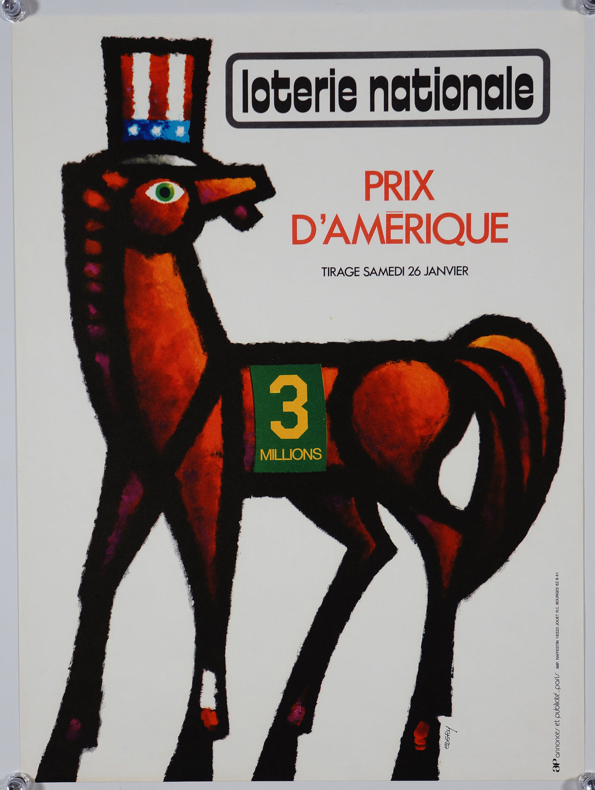 Loterie Nationale, Prix d&#39;Amérique - Authentic Vintage Poster