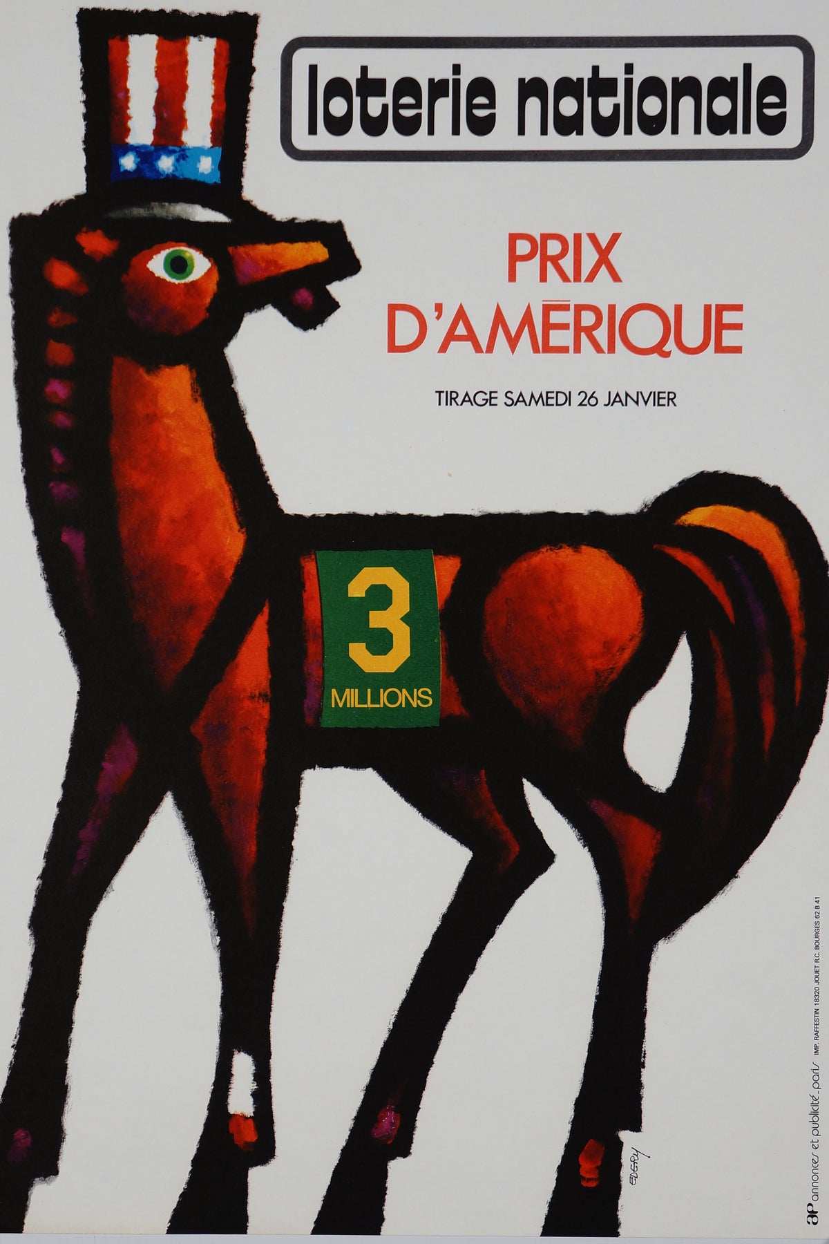 Loterie Nationale, Prix d&#39;Amérique - Authentic Vintage Poster
