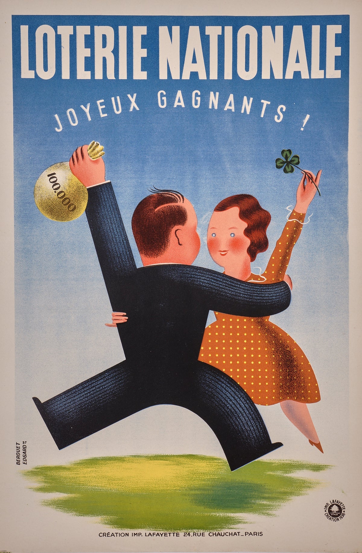 Loterie Nationale- Happy Winners! - Authentic Vintage Poster