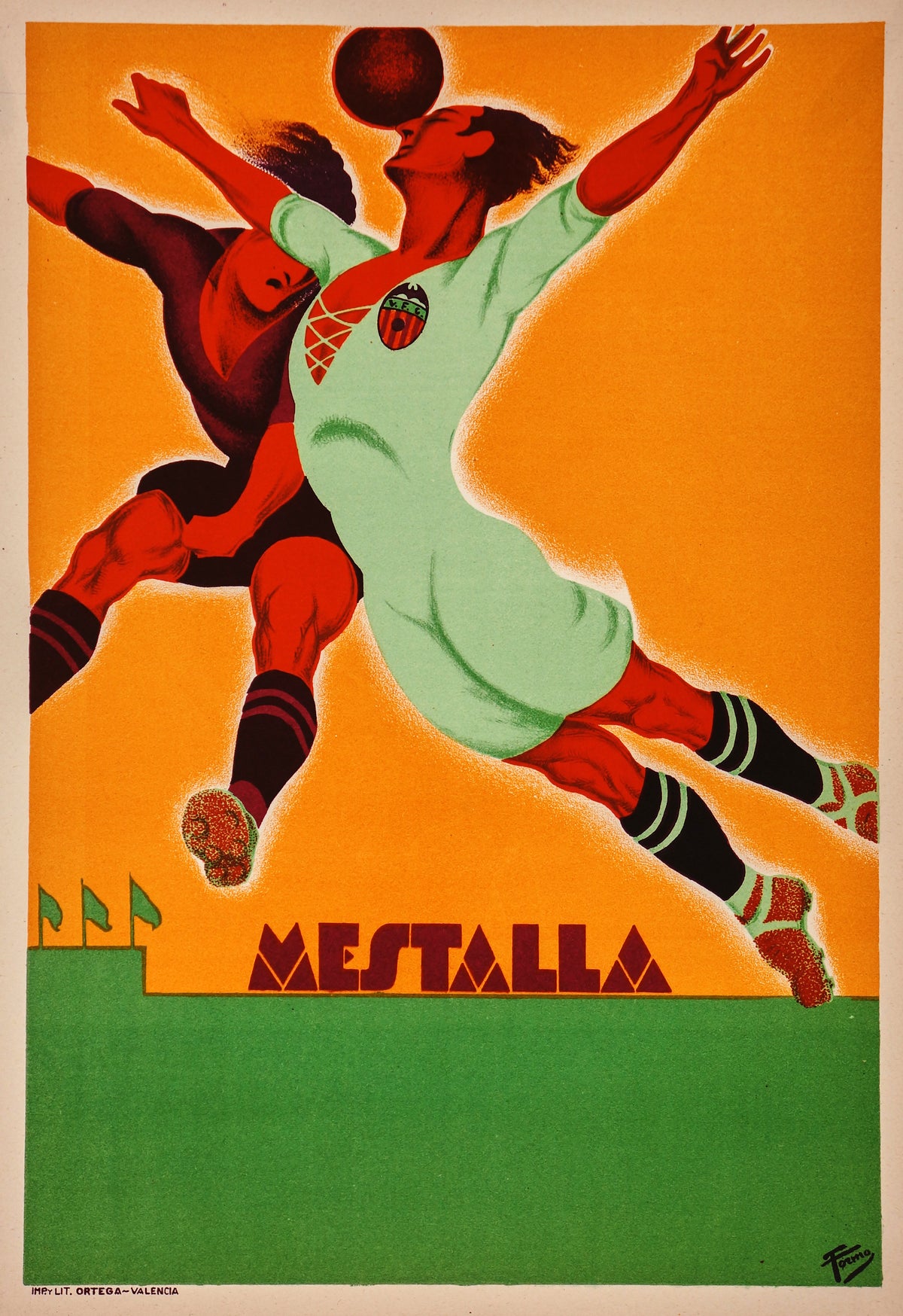 Estadio Mestalla Valencia - Authentic Vintage Poster