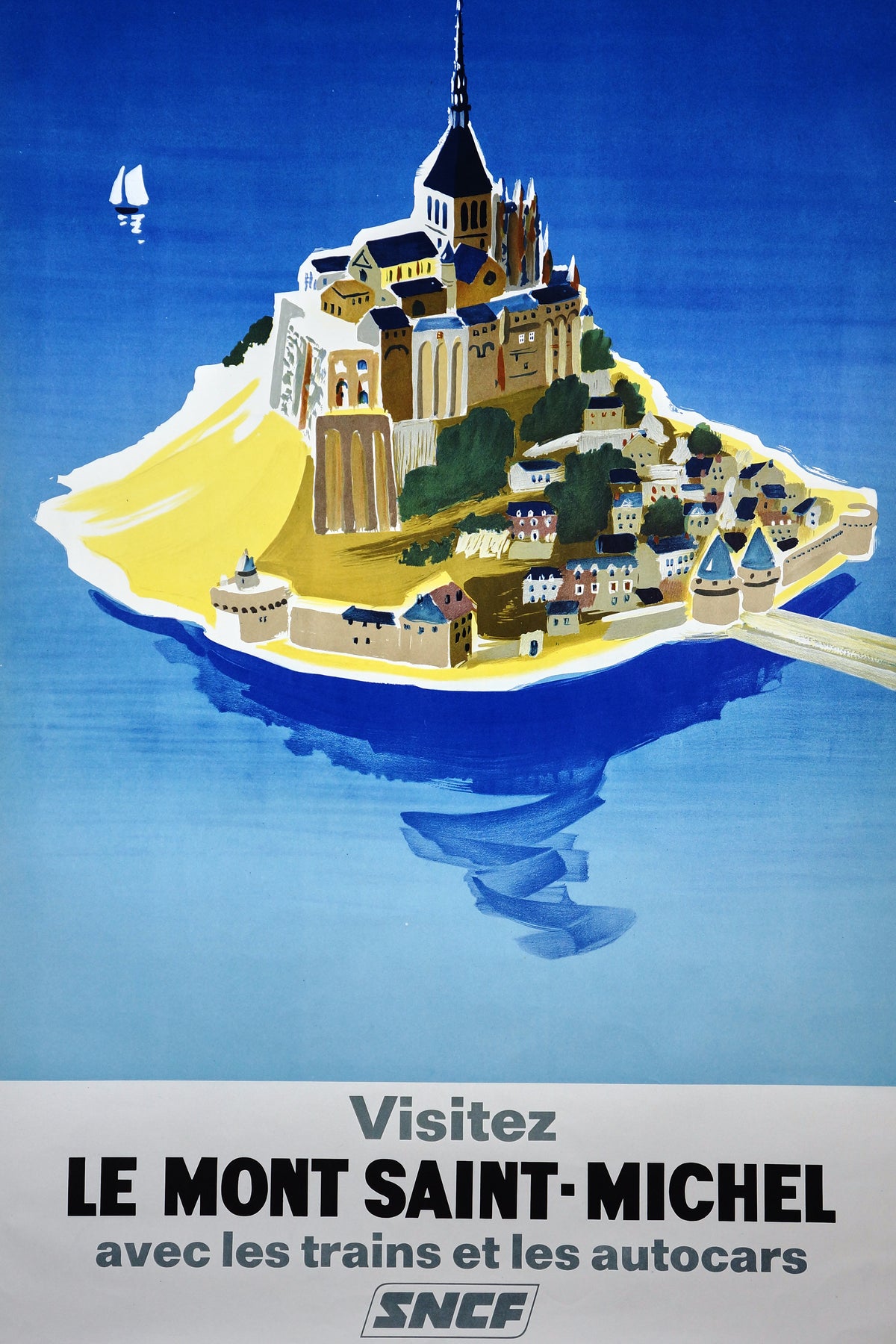 Visit Mont Saint-Michel by Villemot - Authentic Vintage Poster