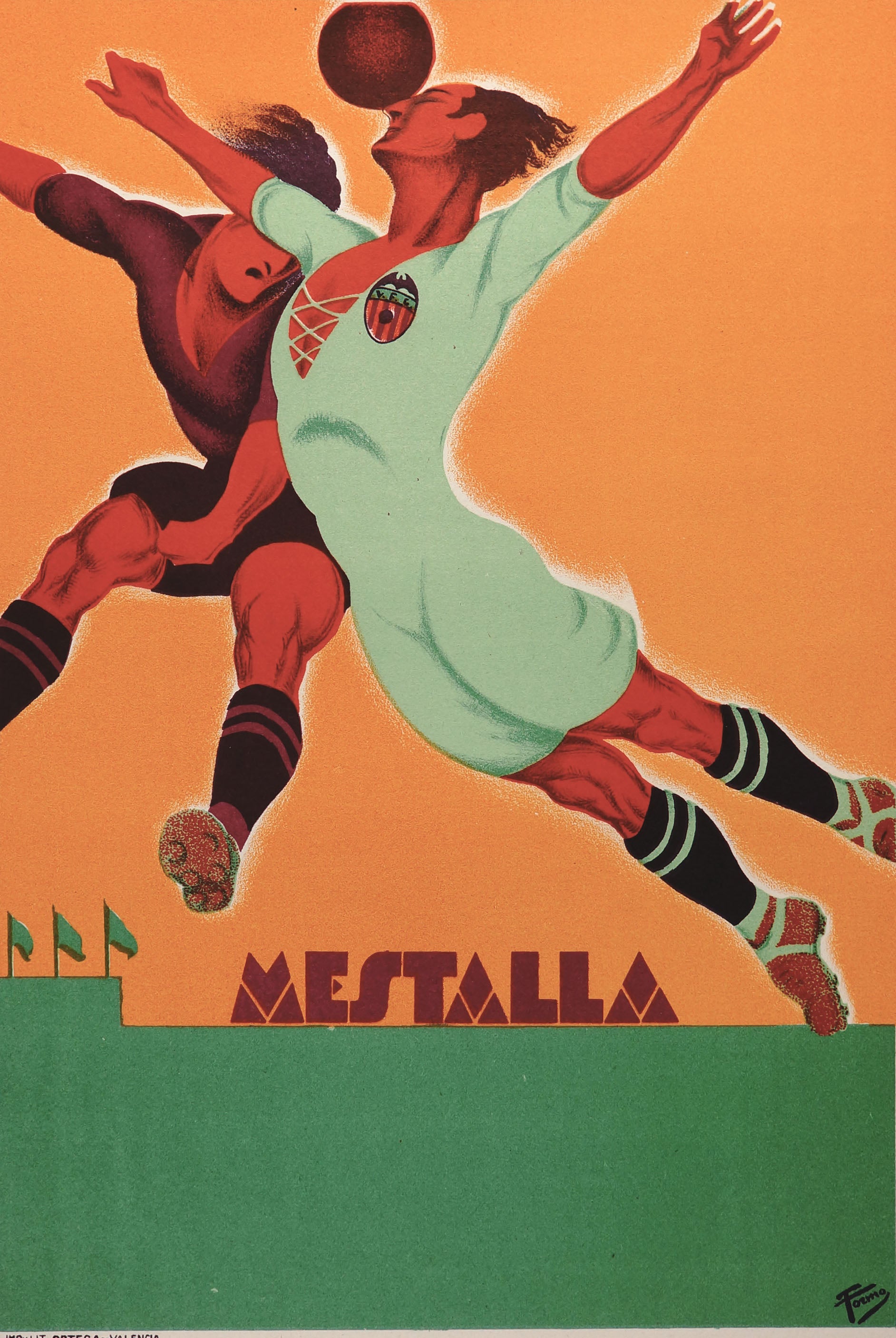 Estadio Mestalla Valencia - Authentic Vintage Poster