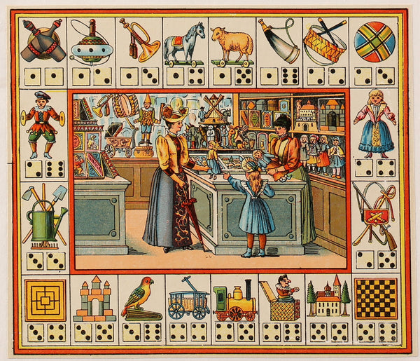 French Board Game- Antique Engraving - Authentic Vintage Antique Print