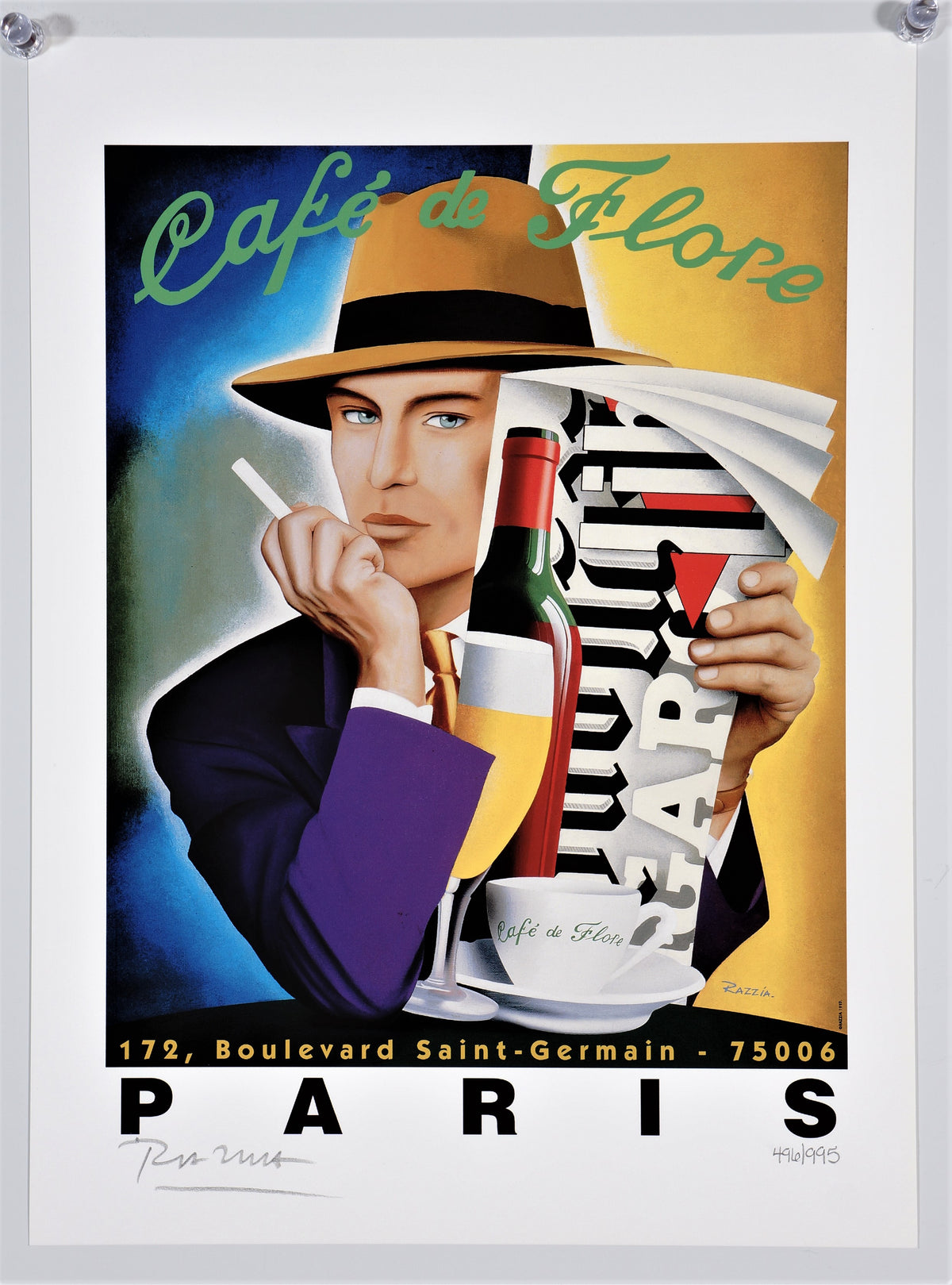 Razzia, Cafe de Flore - Authentic Vintage Poster