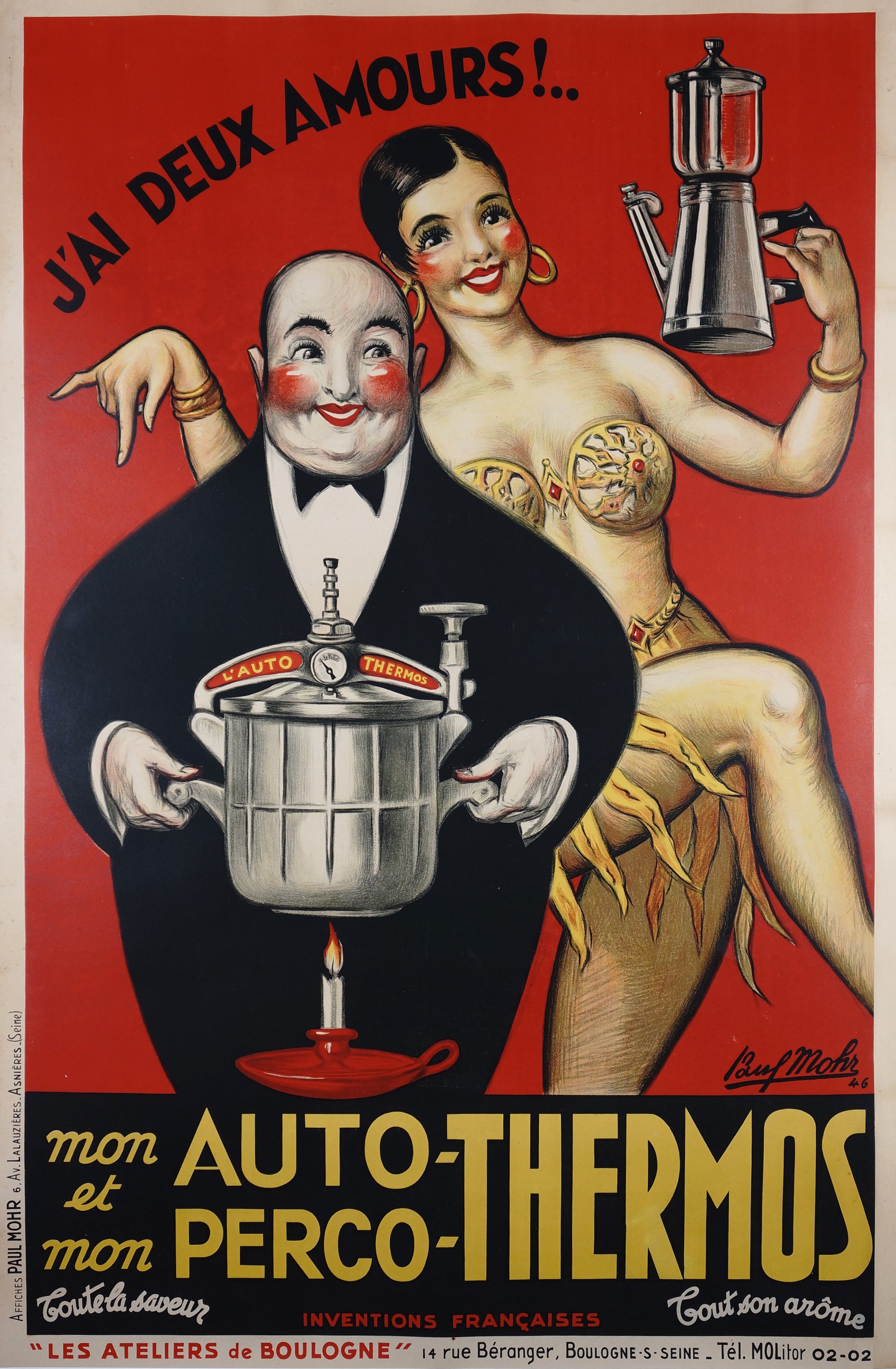 Auto-Thermos - Josephine Baker - Authentic Vintage Poster