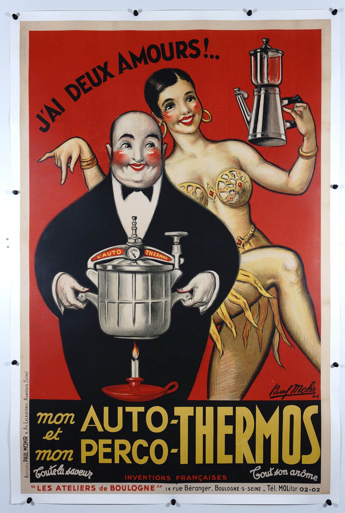 Auto-Thermos - Josephine Baker - Authentic Vintage Poster