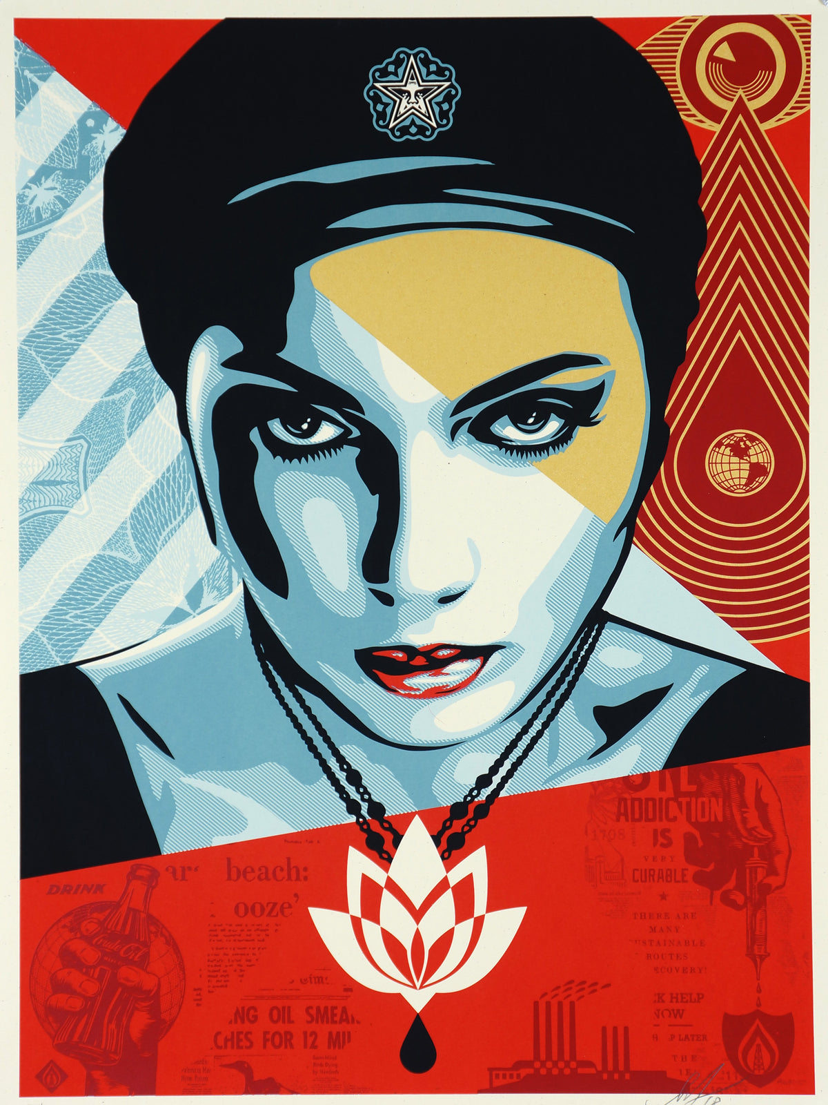 Oil Lotus Woman- Shepard Fairey - Authentic Vintage Poster