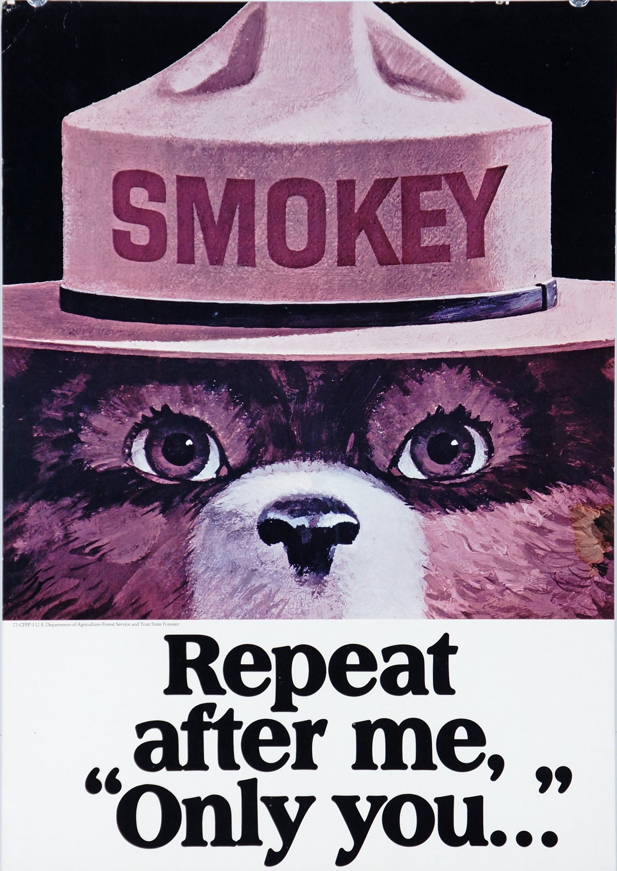 Smokey the Bear- Repeat after Me - Authentic Vintage Window Card