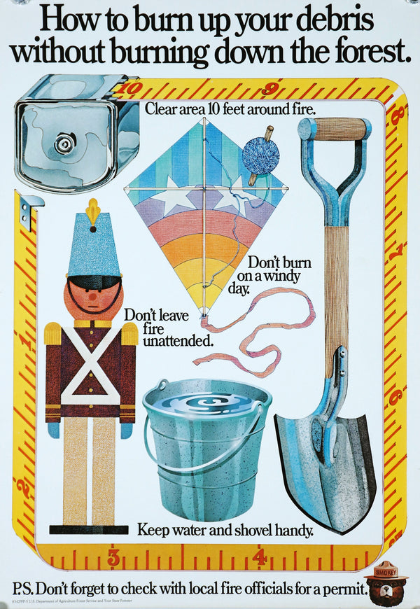 Burn Your Debris- U.S. Forest Service - Authentic Vintage Poster