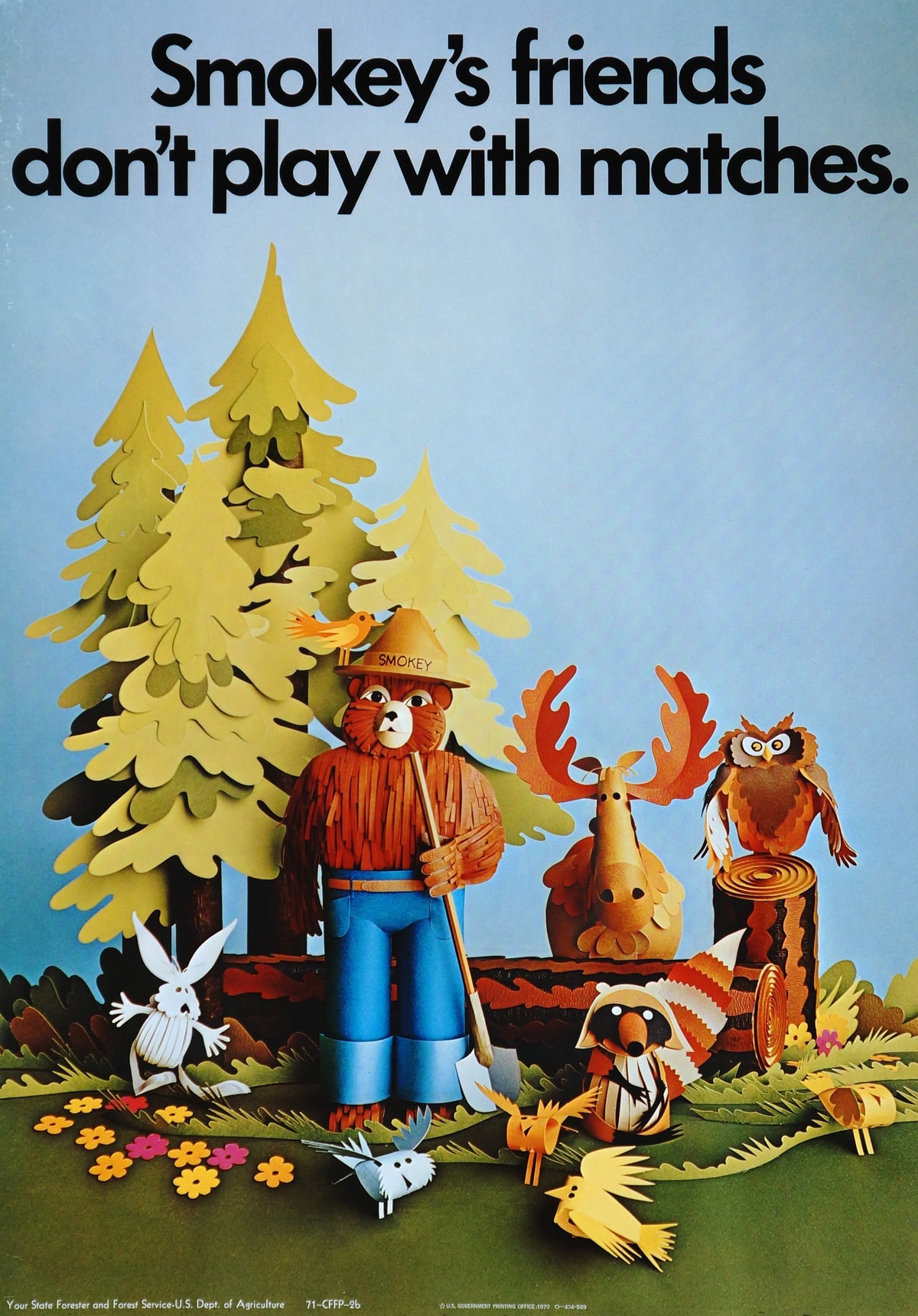 Smokey&#39;s Friends Don&#39;t Play With Matches - Authentic Vintage Window Card