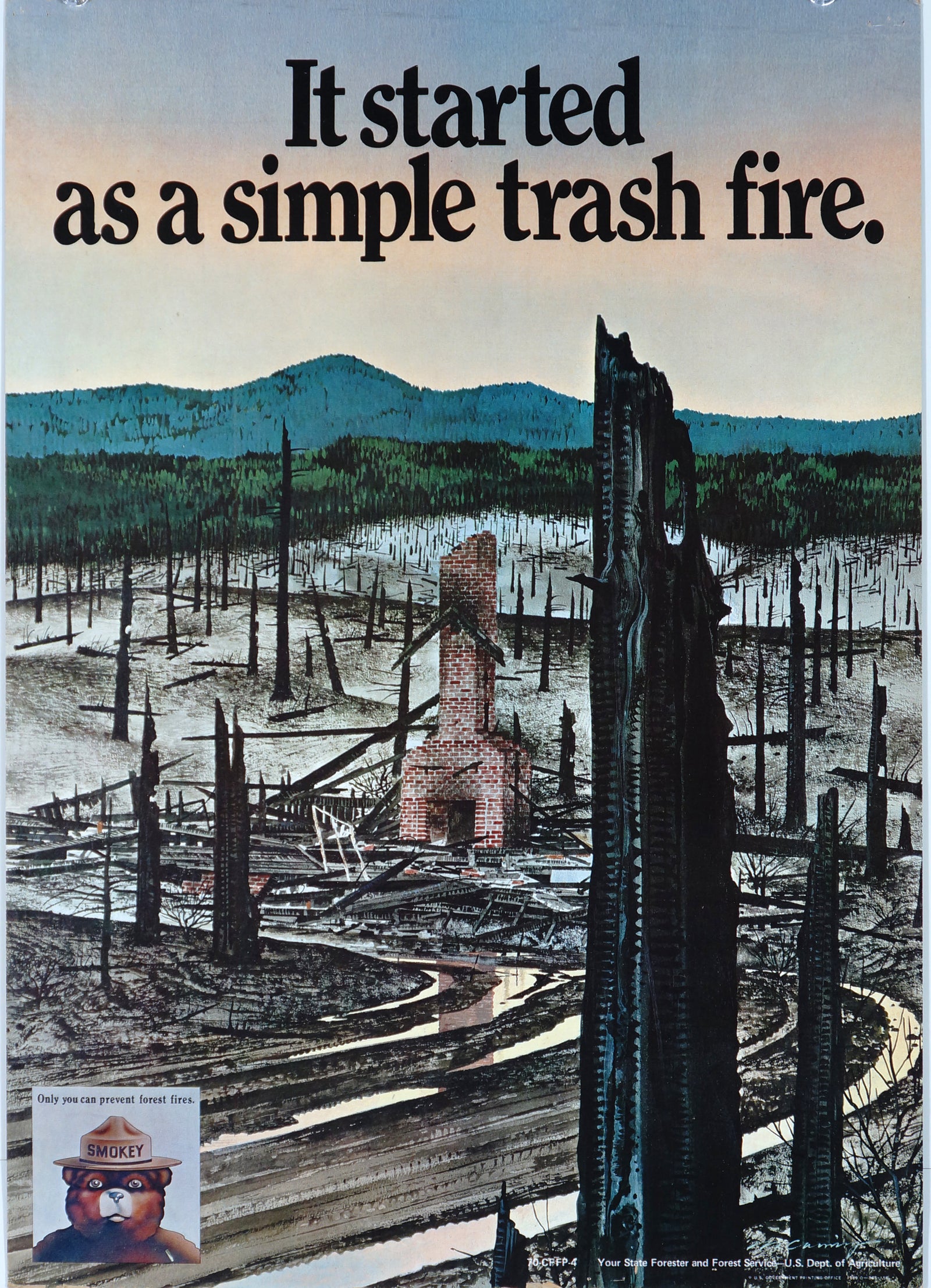 Trash Fire- U.S. Forest Service - Authentic Vintage Poster