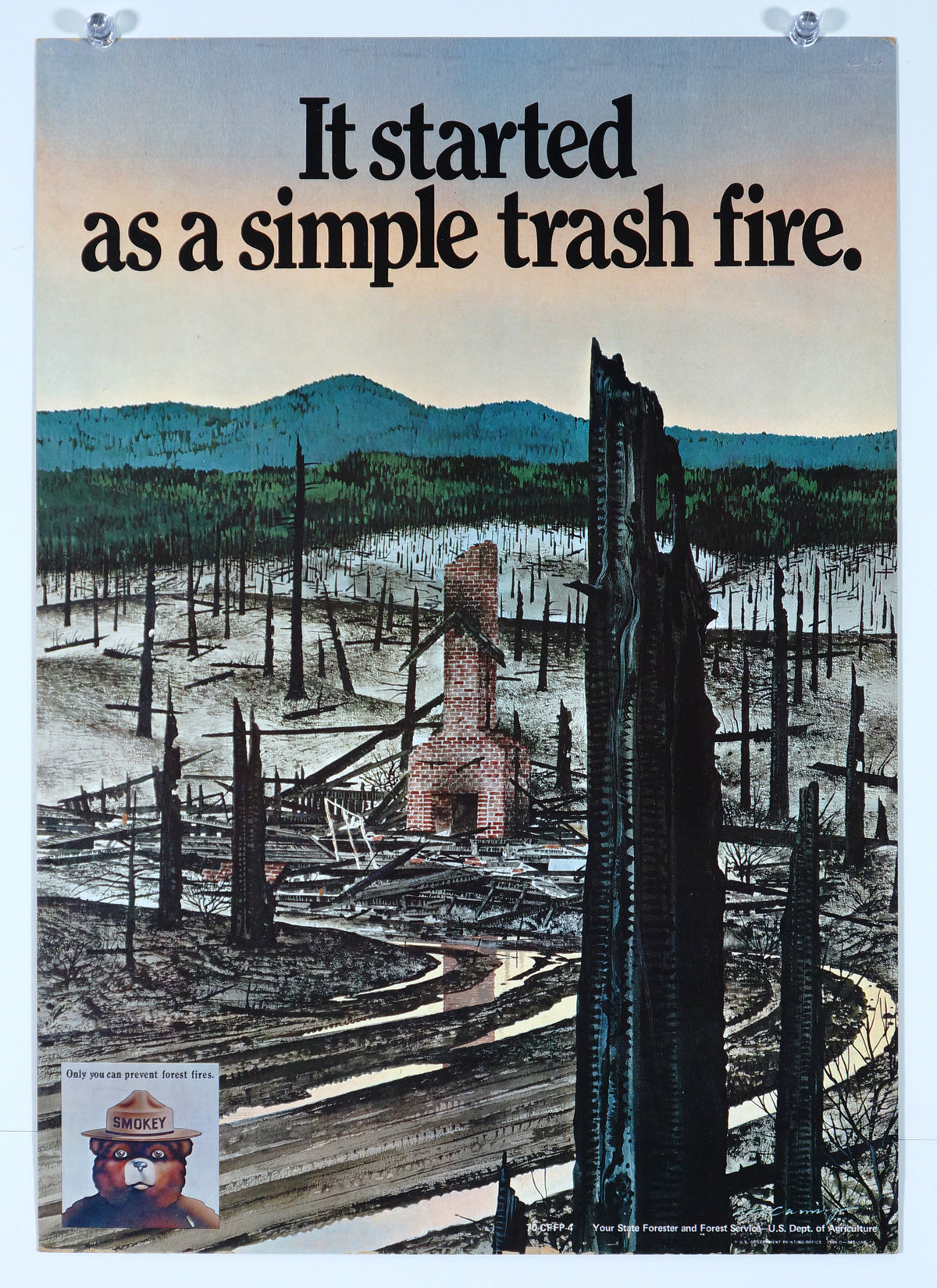Trash Fire- U.S. Forest Service - Authentic Vintage Poster