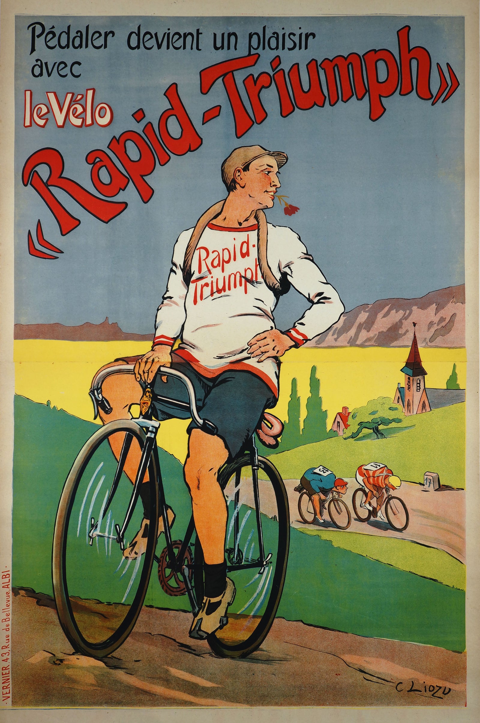 Avec le Vélo Rapid-Triumph- "Pedaling Becomes Pleasure" - Authentic Vintage Poster