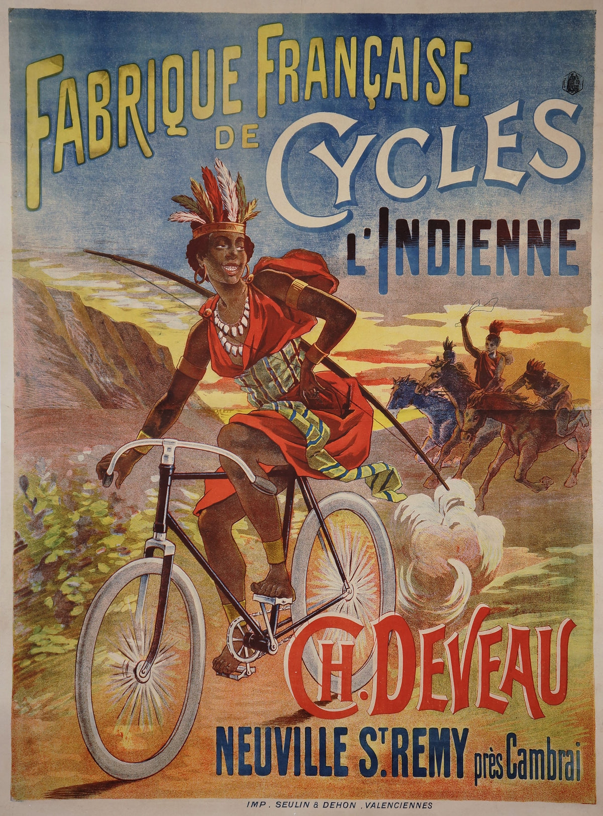 Fabrique Française de Cycles L&#39;Indienne - Authentic Vintage Poster