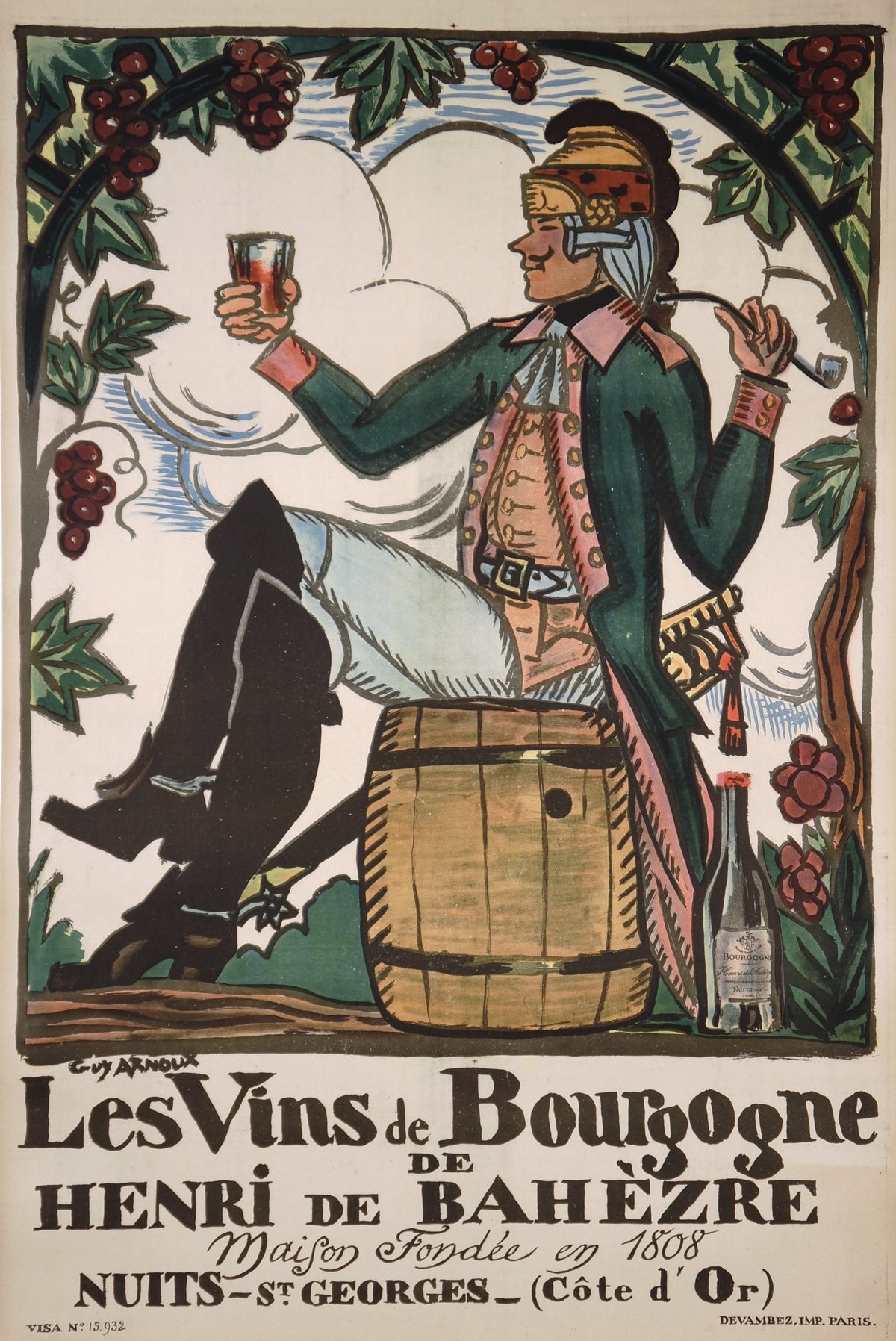 Les Vins De Bourgogne - Authentic Vintage Poster