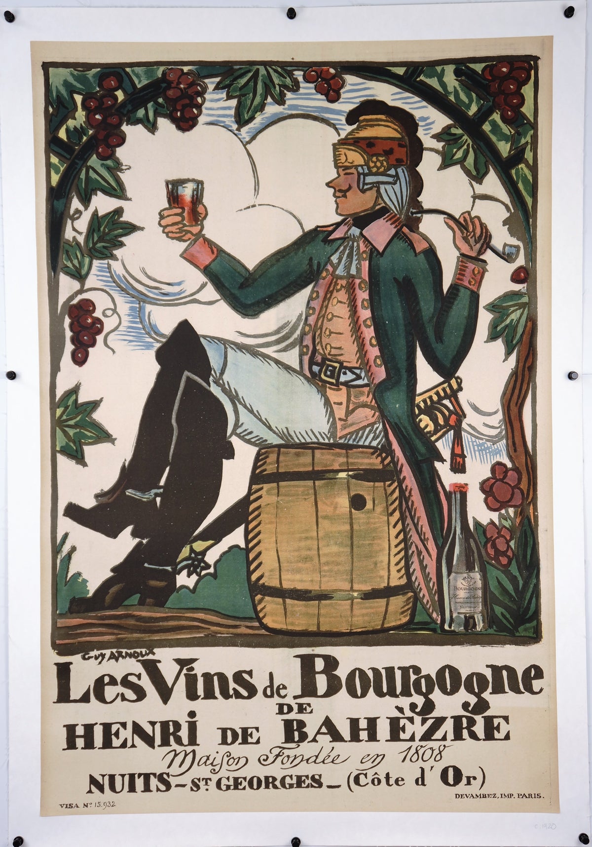 Les Vins De Bourgogne - Authentic Vintage Poster