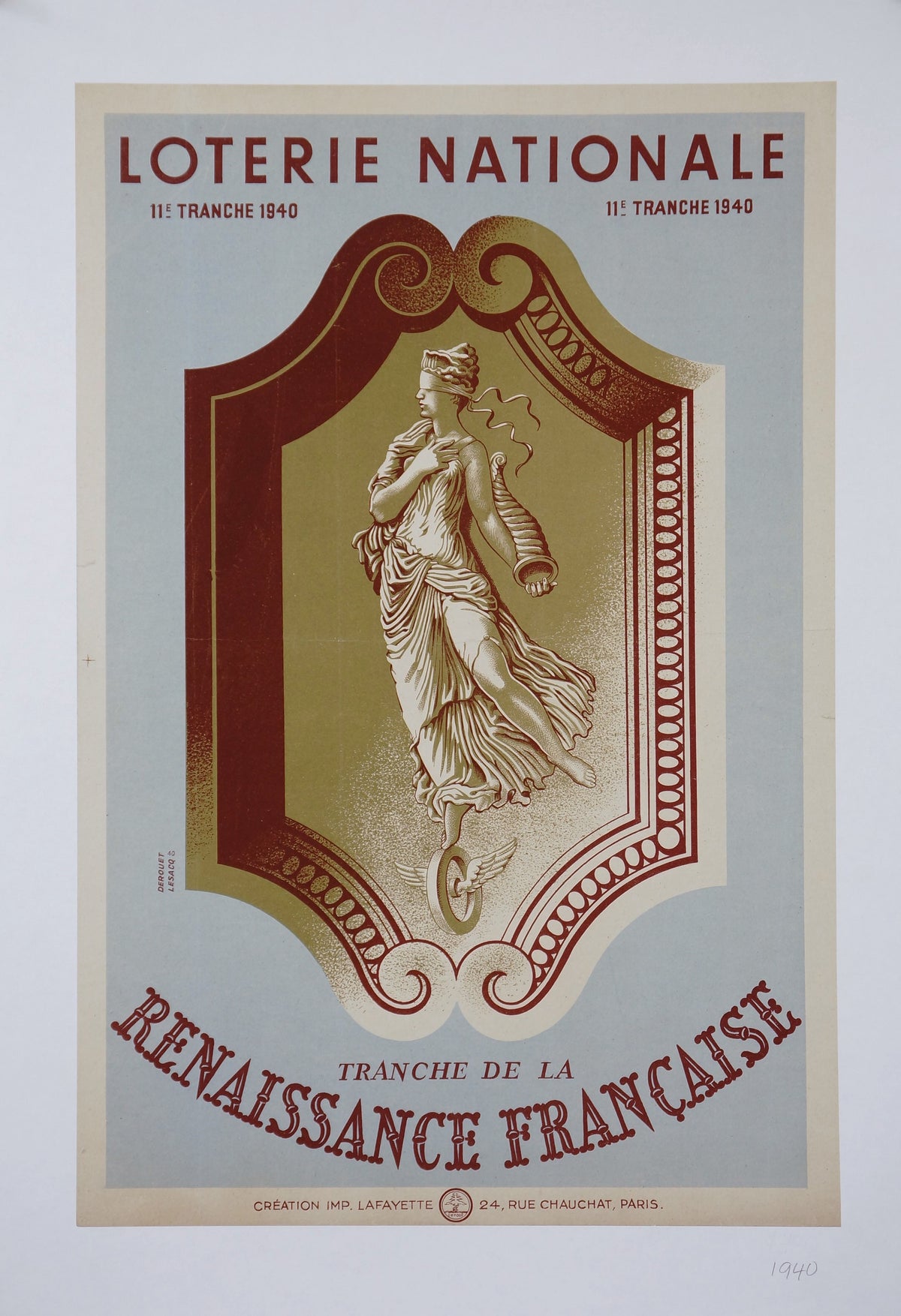 Loterie Nationale- Renaissance Francaise - Authentic Vintage Poster