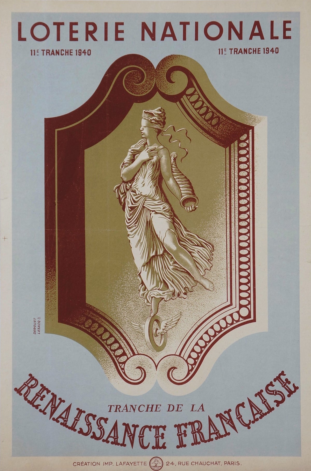 Loterie Nationale- Renaissance Francaise - Authentic Vintage Poster