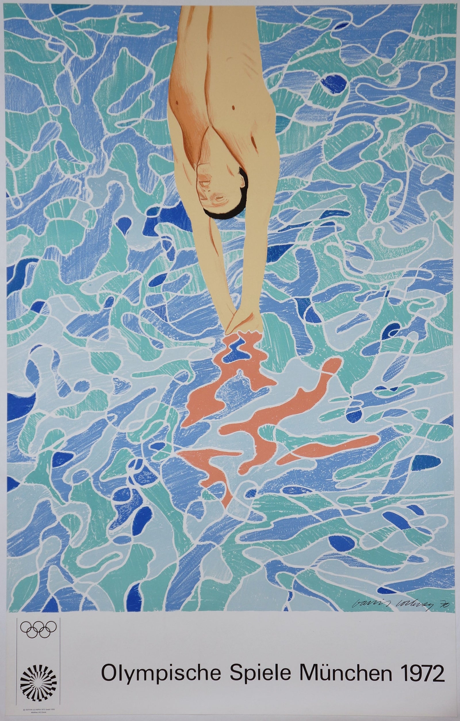 Munich Olympics by David Hockney - Authentic Vintage Poster