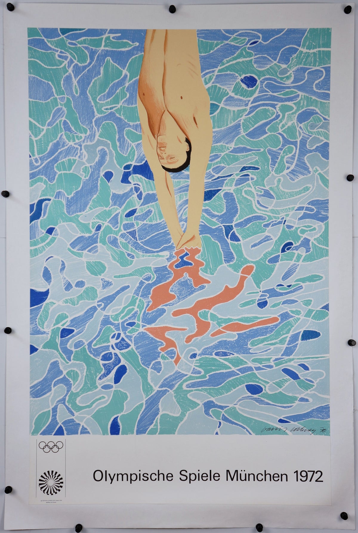 Munich Olympics by David Hockney - Authentic Vintage Poster