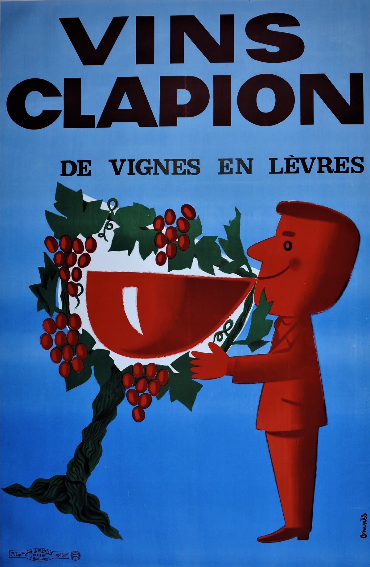 Vins Clapion - Authentic Vintage Poster