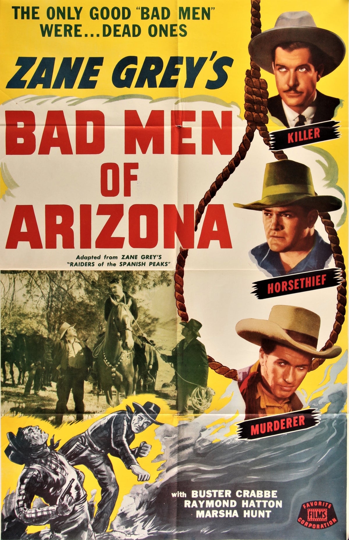Bad Men of Arizona, Zane Grey - Authentic Vintage Poster