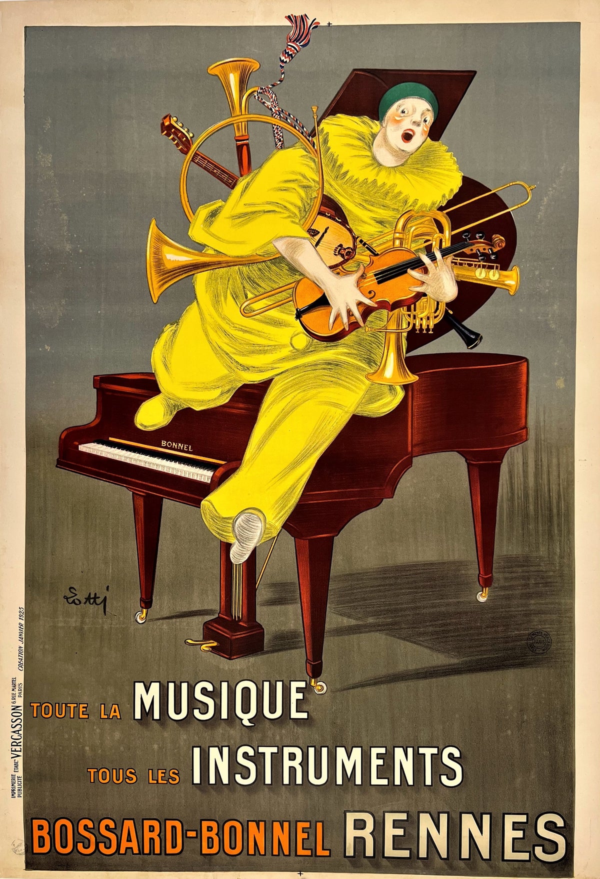 Musique Instruments Bossard-Bonnel- Betto Lotti - Authentic Vintage Poster