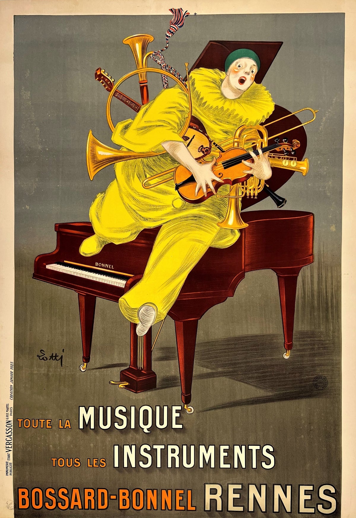 Musique Instruments Bossard-Bonnel- Betto Lotti - Authentic Vintage Poster