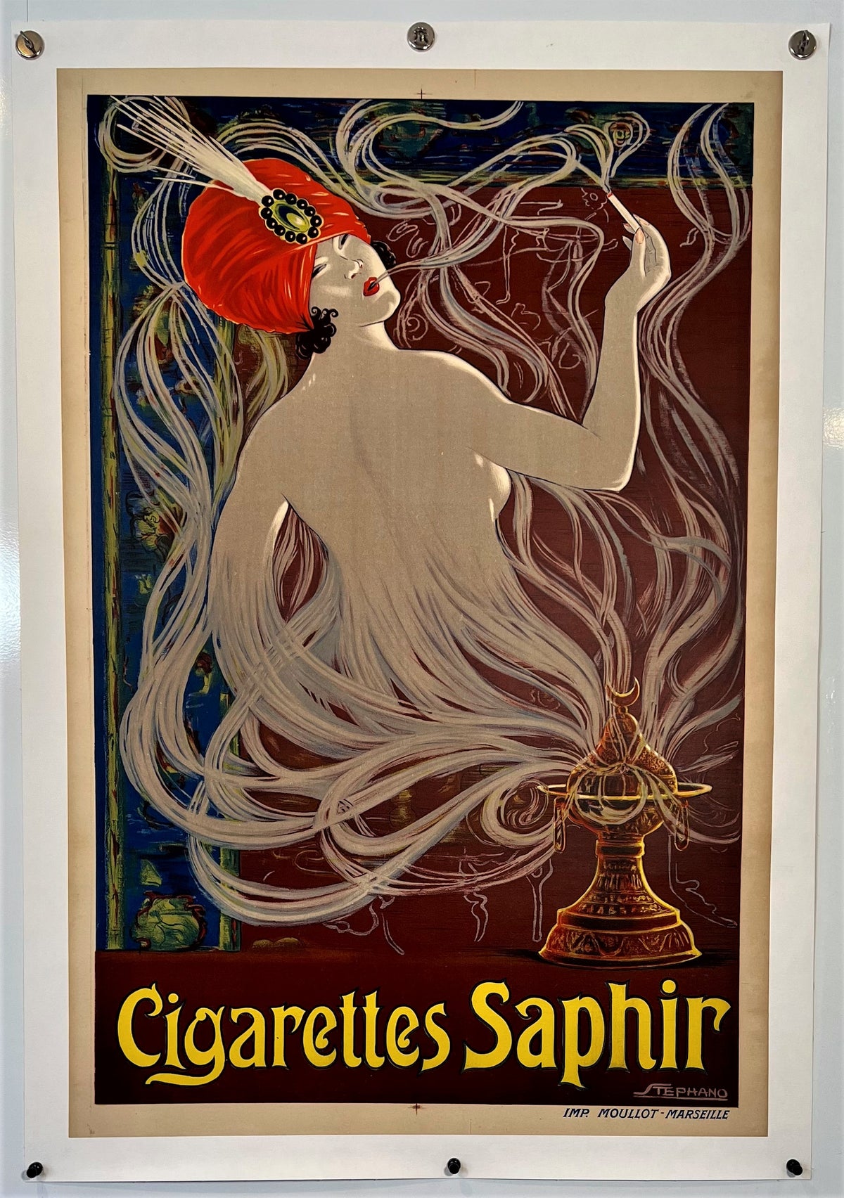 Cigarettes Saphir by Stephano - Authentic Vintage Poster