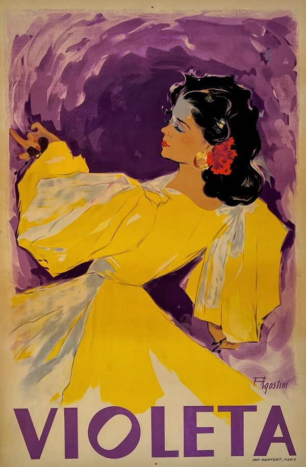 Violeta Perfume by Agostini - Authentic Vintage Poster