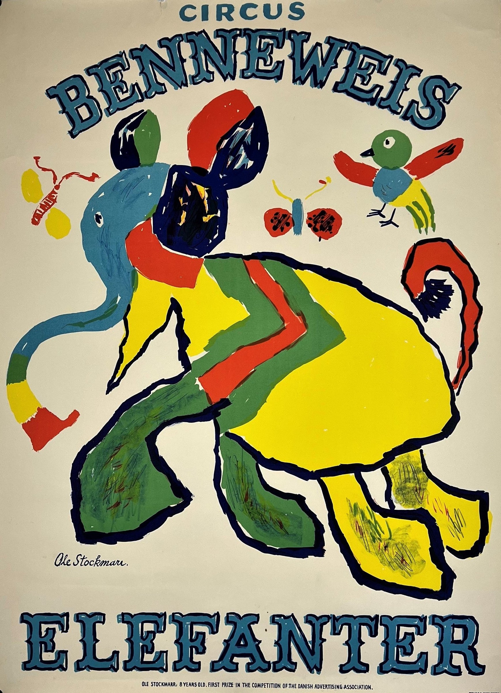 Circus Elephant by Ole Stockmarr - Authentic Vintage Poster