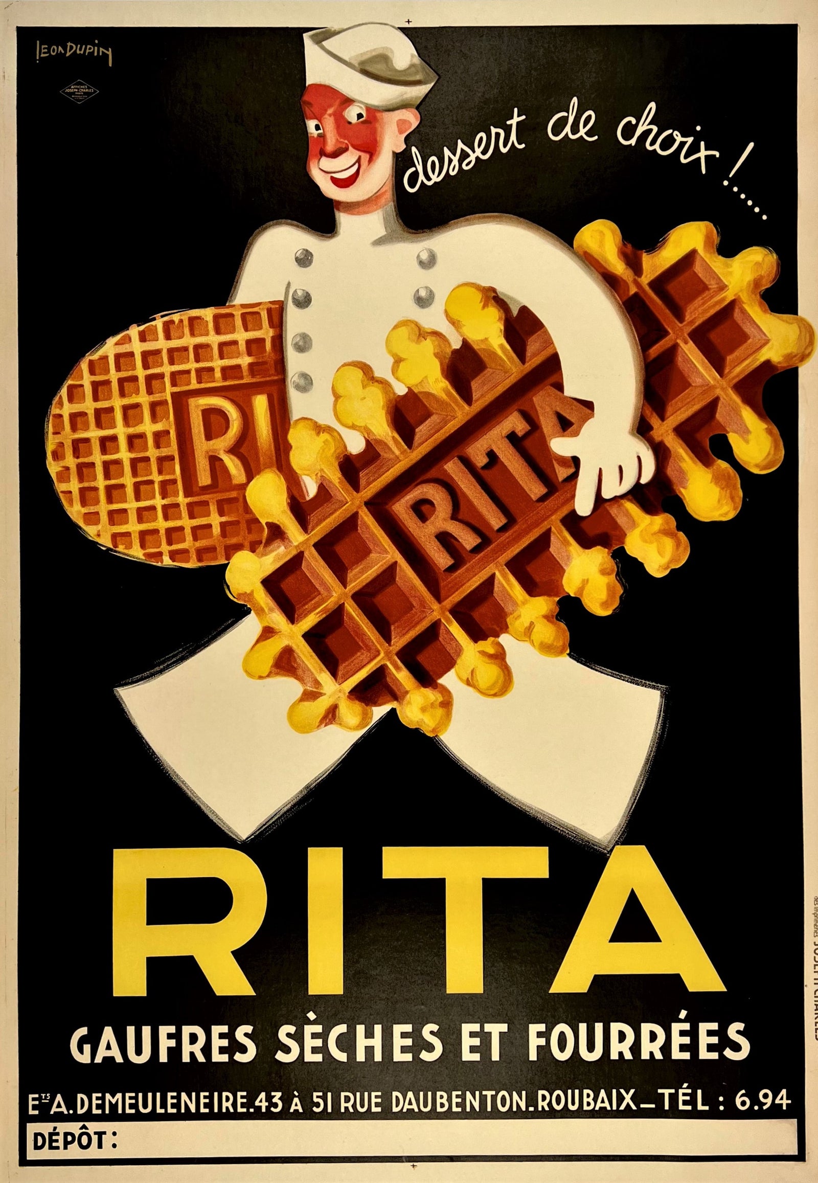 Rita Gaufres by Léon Dupin - Authentic Vintage Poster
