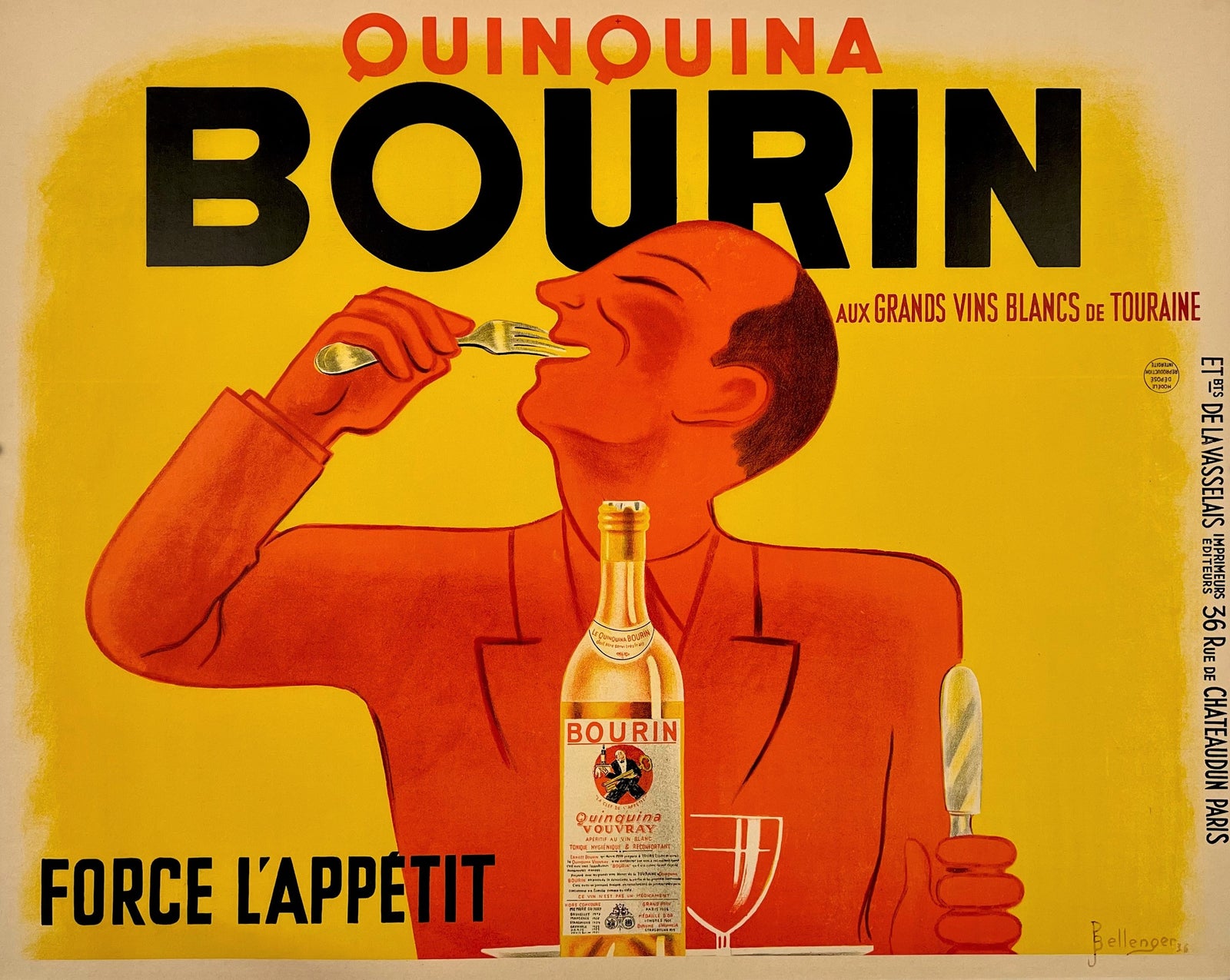 Quinquina Bourin- Force L'Appetit - Authentic Vintage Poster