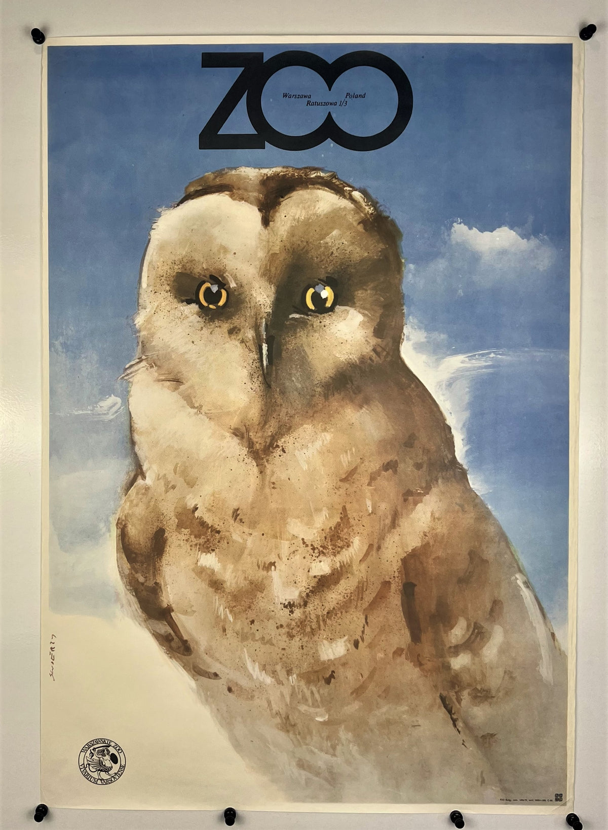 Warsaw Zoo- Owl - Authentic Vintage Poster