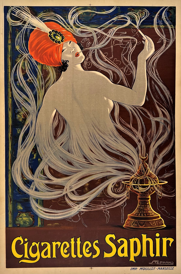Cigarettes Saphir by Stephano - Authentic Vintage Poster