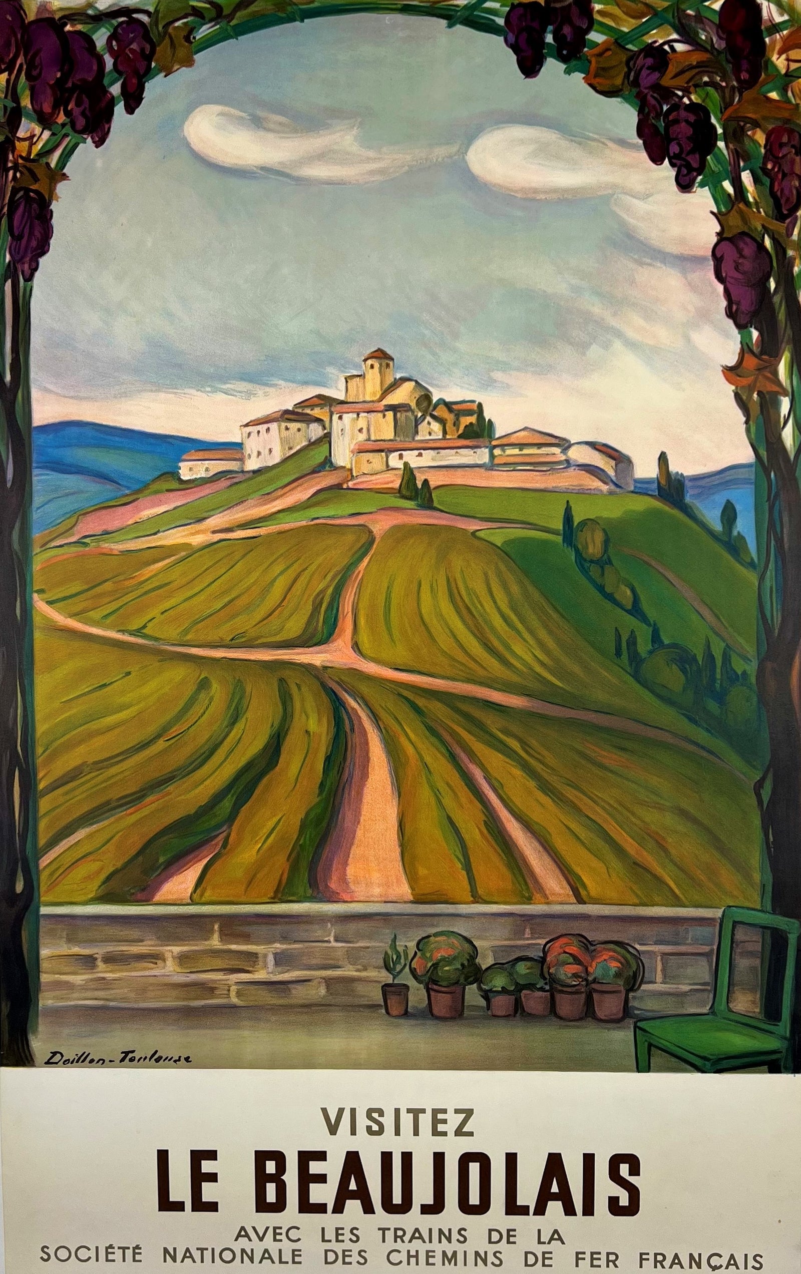 Visitez Le Beaujolais - Authentic Vintage Poster