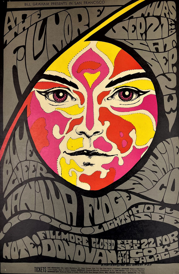 Blue Cheer, Vanilla Fudge- Fillmore Auditorium BG-84 - Authentic Vintage Poster