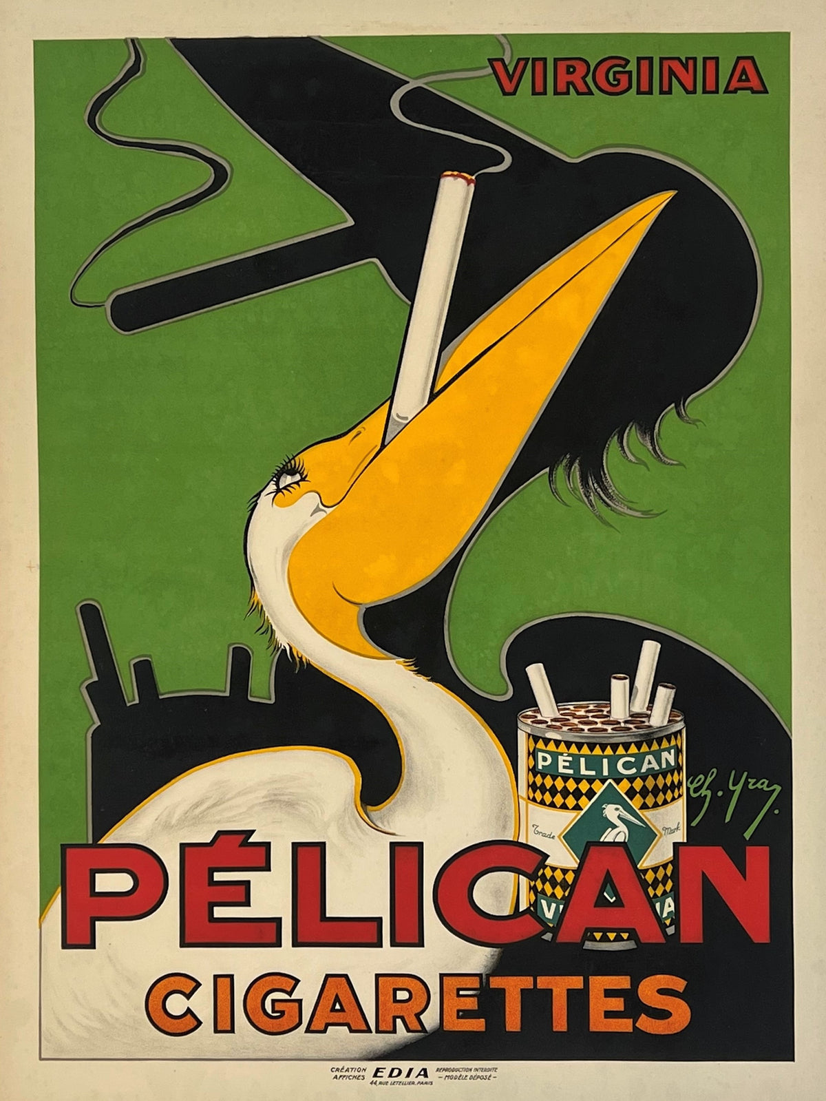 Pelican Cigarettes - Authentic Vintage Poster