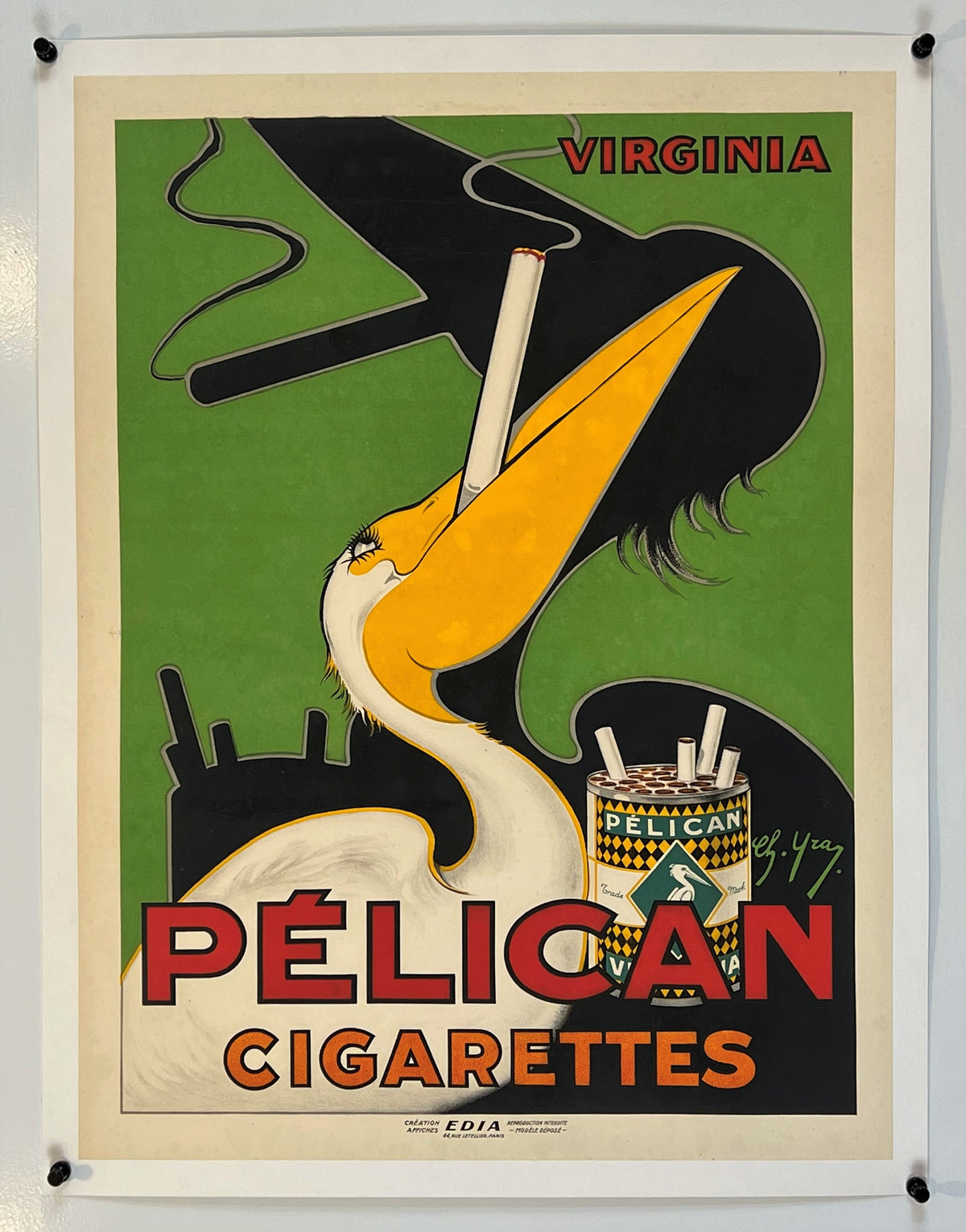 Pelican Cigarettes - Authentic Vintage Poster