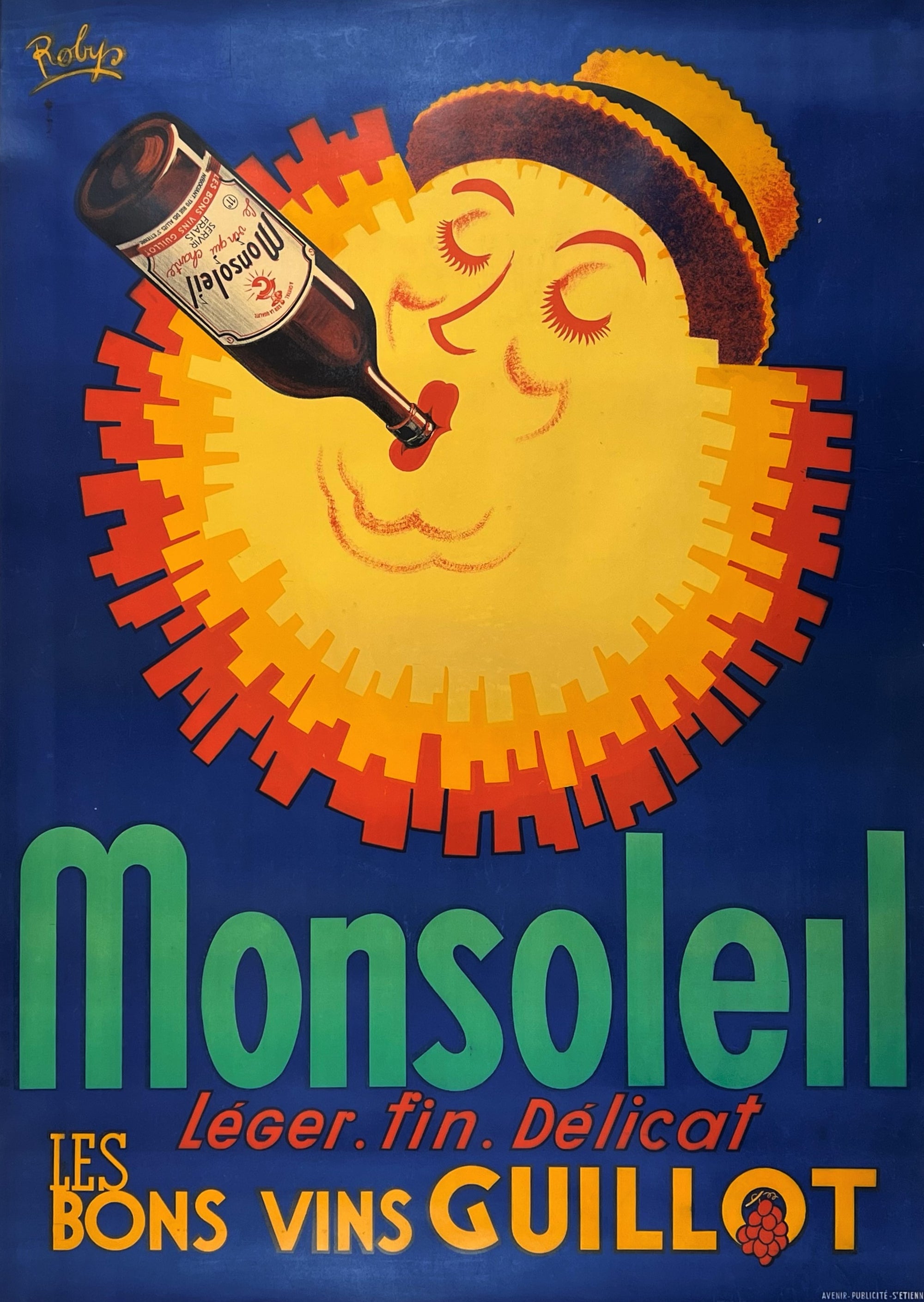 Monsoleil Wine by Robys - Authentic Vintage Poster