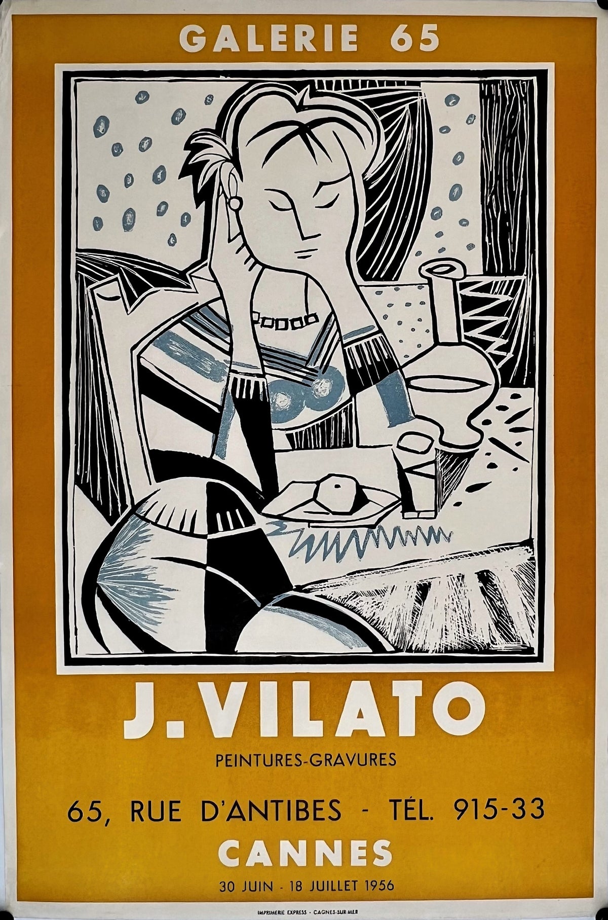 J. Vilato Exhibition- Galerie 65 - Authentic Vintage Poster