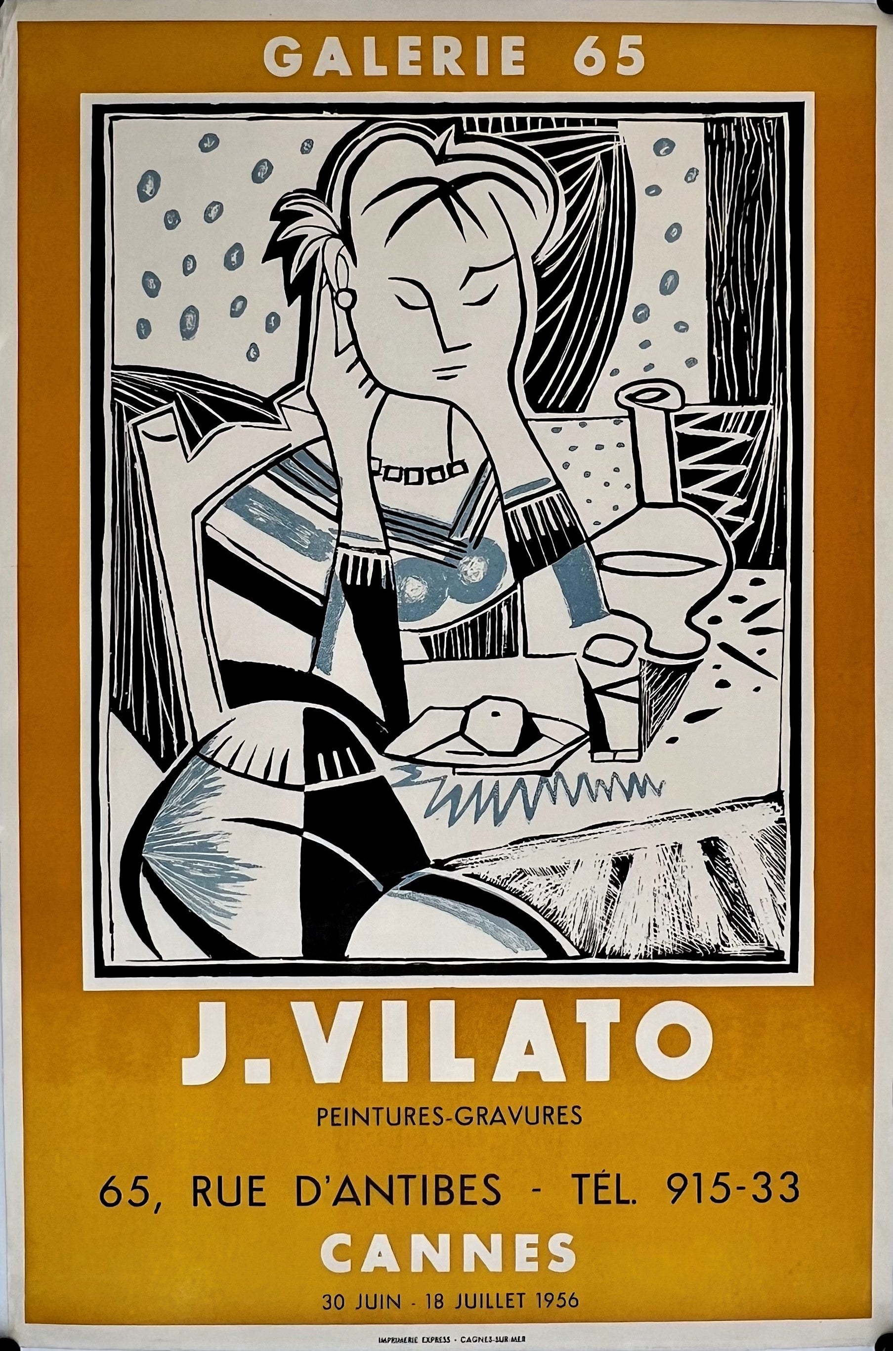 J. Vilato Exhibition- Galerie 65 - Authentic Vintage Poster