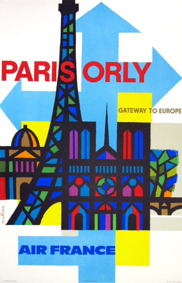 Paris Orly Air France - Authentic Vintage Poster