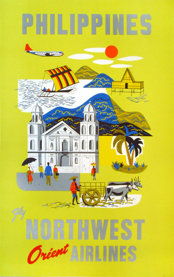 Northwest Orient Airlines- Philippines - Authentic Vintage Poster