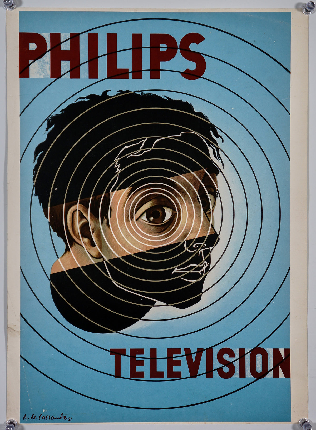 Philips Television by A.M. Cassandre - Authentic Vintage Window Card