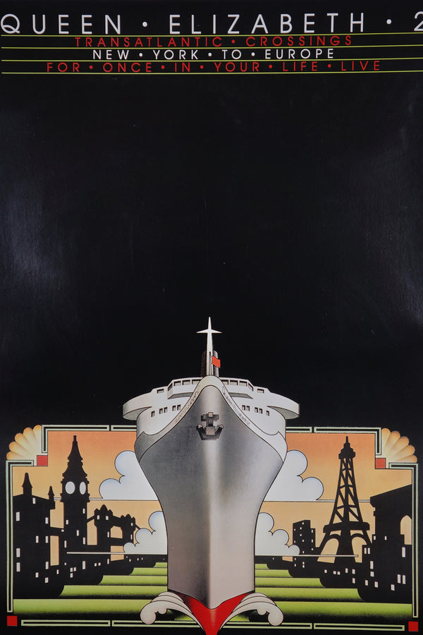 Queen Elizabeth 2, New York to Europe - Authentic Vintage Poster
