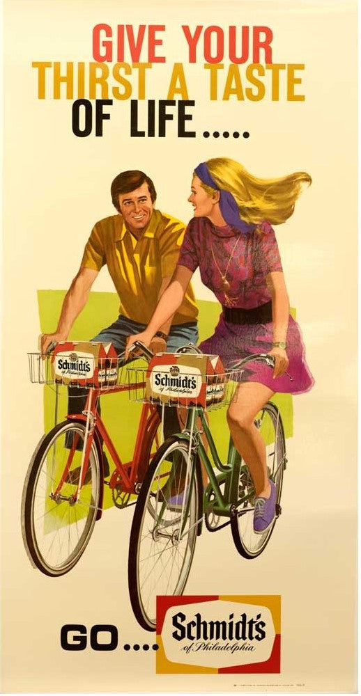 Schmidt's Beer with Bicycles - Authentic Vintage Poster