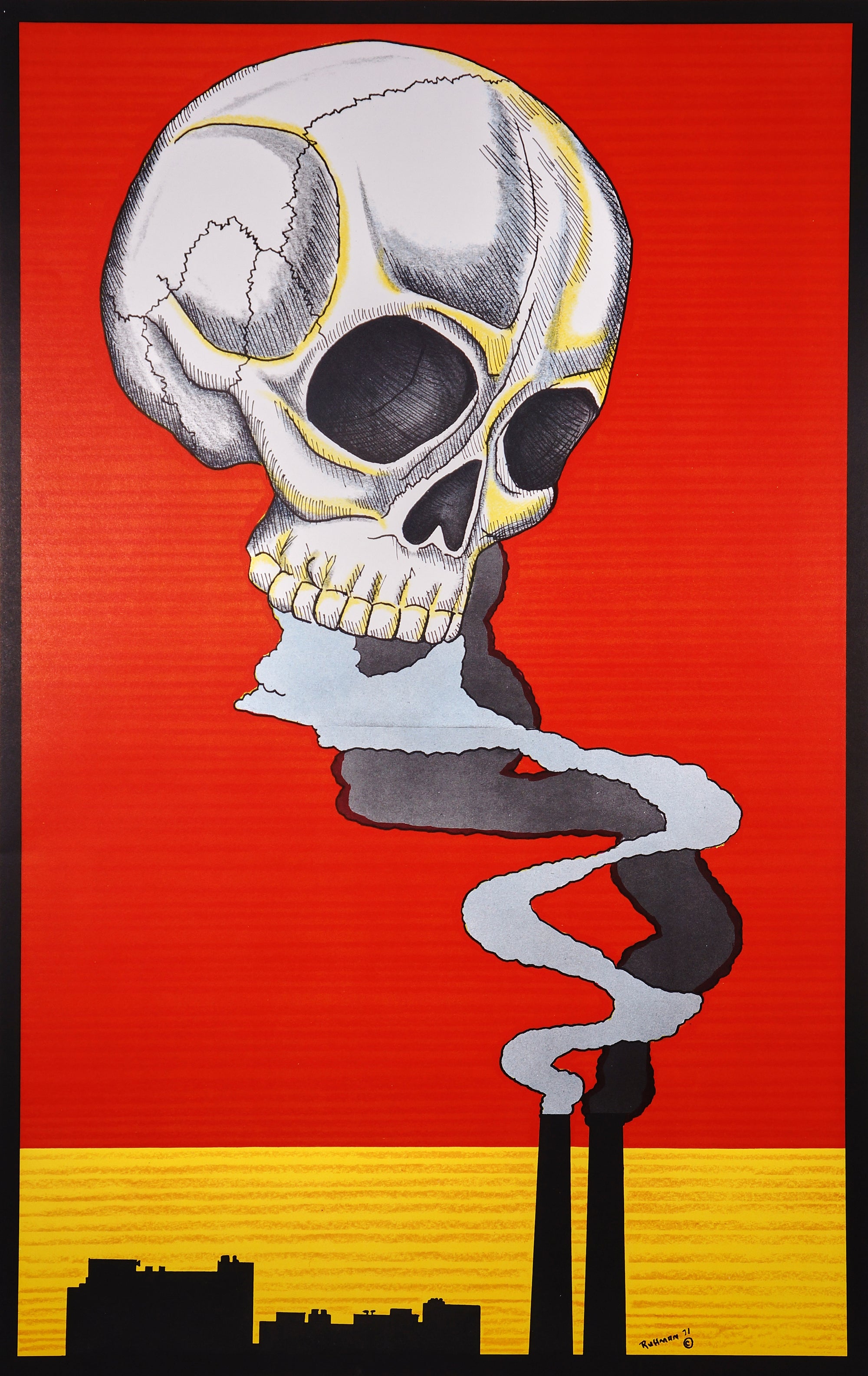 Skull Death By Pollution - Authentic Vintage Poster