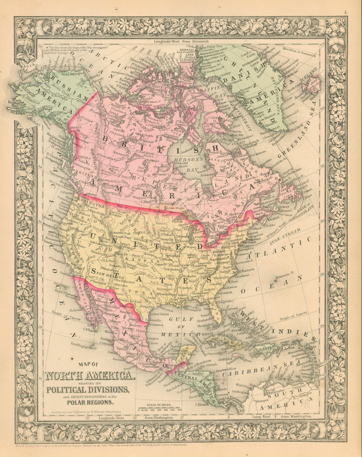 North America- Antique Map - Authentic Vintage Antique Print