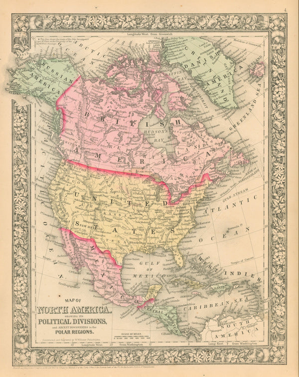 North America- Antique Map - Authentic Vintage Map